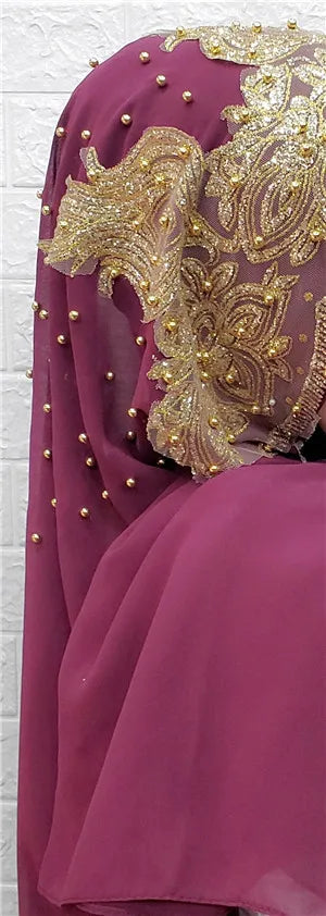 Hijabs Muslim Islamic Scarf Scarves for Woman Long Underscarf Moslima Headwraps with Bead Chiffon Prayer Turbante