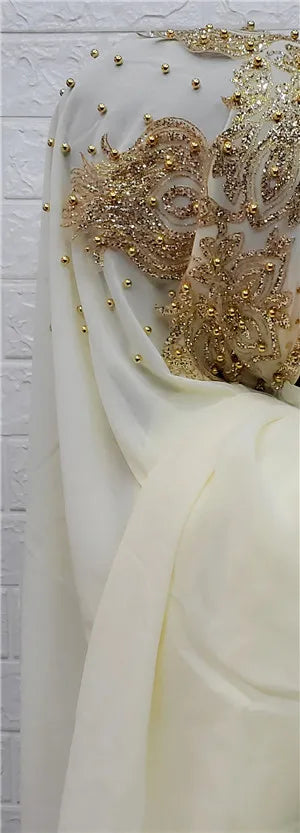 Hijabs Muslim Islamic Scarf Scarves for Woman Long Underscarf Moslima Headwraps with Bead Chiffon Prayer Turbante
