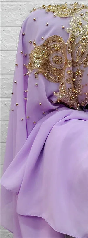 Hijabs Muslim Islamic Scarf Scarves for Woman Long Underscarf Moslima Headwraps with Bead Chiffon Prayer Turbante