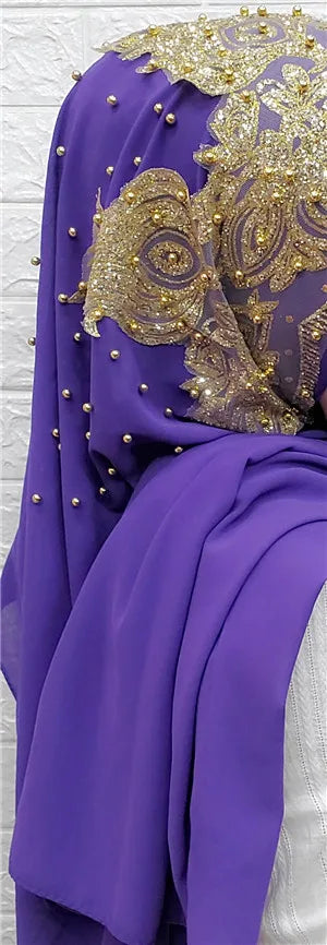 Hijabs Muslim Islamic Scarf Scarves for Woman Long Underscarf Moslima Headwraps with Bead Chiffon Prayer Turbante