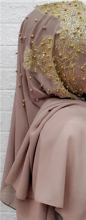 Hijabs Muslim Islamic Scarf Scarves for Woman Long Underscarf Moslima Headwraps with Bead Chiffon Prayer Turbante