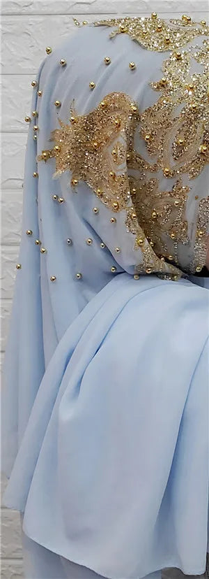 Hijabs Muslim Islamic Scarf Scarves for Woman Long Underscarf Moslima Headwraps with Bead Chiffon Prayer Turbante