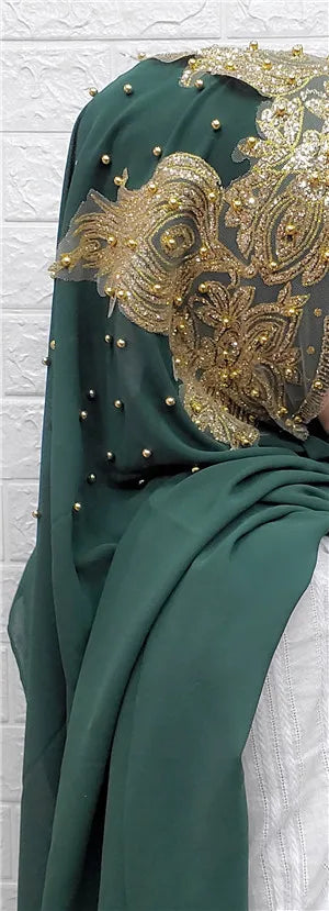 Hijabs Muslim Islamic Scarf Scarves for Woman Long Underscarf Moslima Headwraps with Bead Chiffon Prayer Turbante