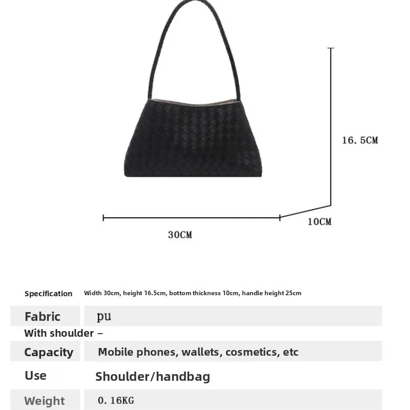 Elegant Woven Shoulder Handbag, Simple Underarm Purse, Leather Material, Trendy Daily Hand Carry Bag, Accessory for Dating