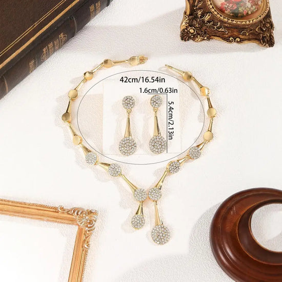 Wedding Necklace Earrings Exquisite Set Golden Quiet Elegant Bridal Banquet Jewelry Gifts For Women Bride