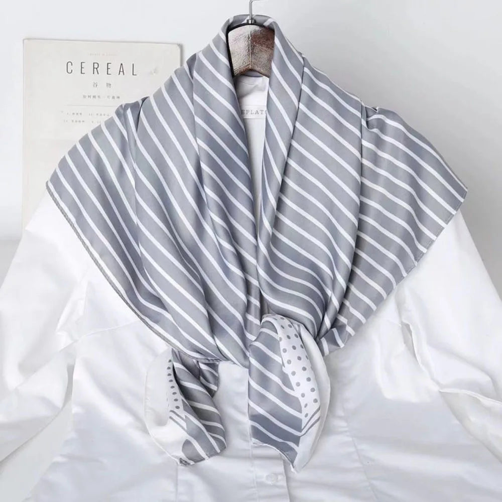 90*90cm Silk Scarves Women Print Foulard Square Head Hijab Ladies Luxury Brand Shawl Bandanna Female Muffler Outdoor Activities