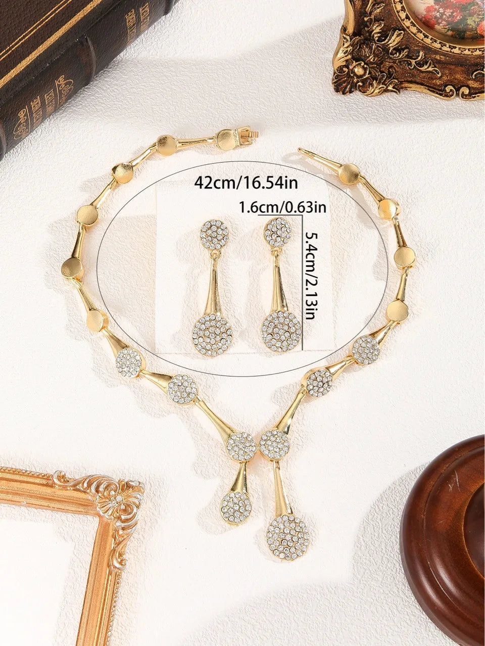 Wedding Necklace Earrings Exquisite Set Golden Quiet Elegant Bridal Banquet Jewelry Gifts For Women Bride