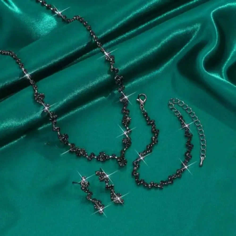 Bridal Shining Crystal Jewelry Set Diamond Exquisite Earrings Bracelet Luxury Necklace Banquet