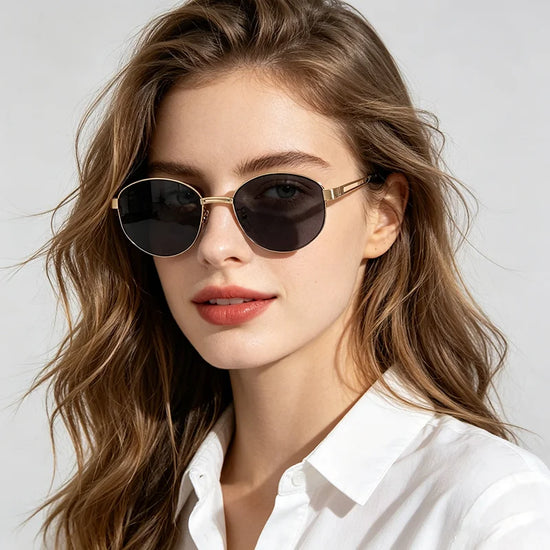 Glasses for Woman, Man Sunglasses – Oval Metal Frame UV400 Sunglasses, Fashionable Outdoor Sun Glasses