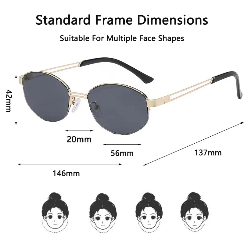 Glasses for Woman, Man Sunglasses – Oval Metal Frame UV400 Sunglasses, Fashionable Outdoor Sun Glasses