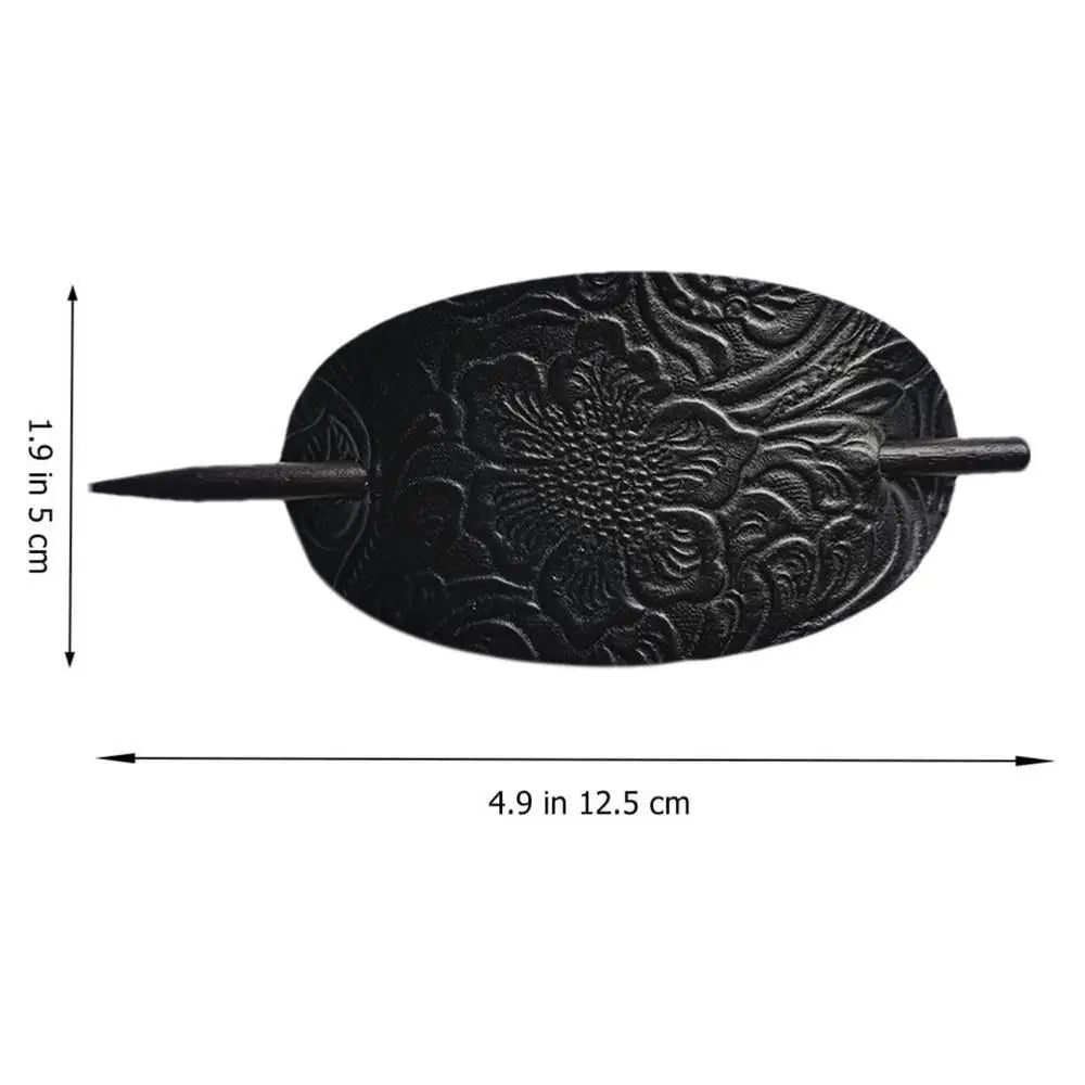 Hair Accessories Stick Hair Slide Leather Oval Shape Hair Tie Hair Sticks Hair Pins Hair Barrette