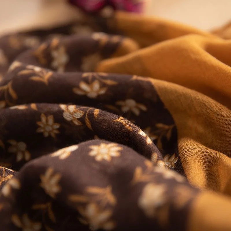 Women's Scarves Korean Floral Artistic Simple Fashionable Versatile Gentle Scarves High-quality Luxury Brand Silk Scarf For Girl