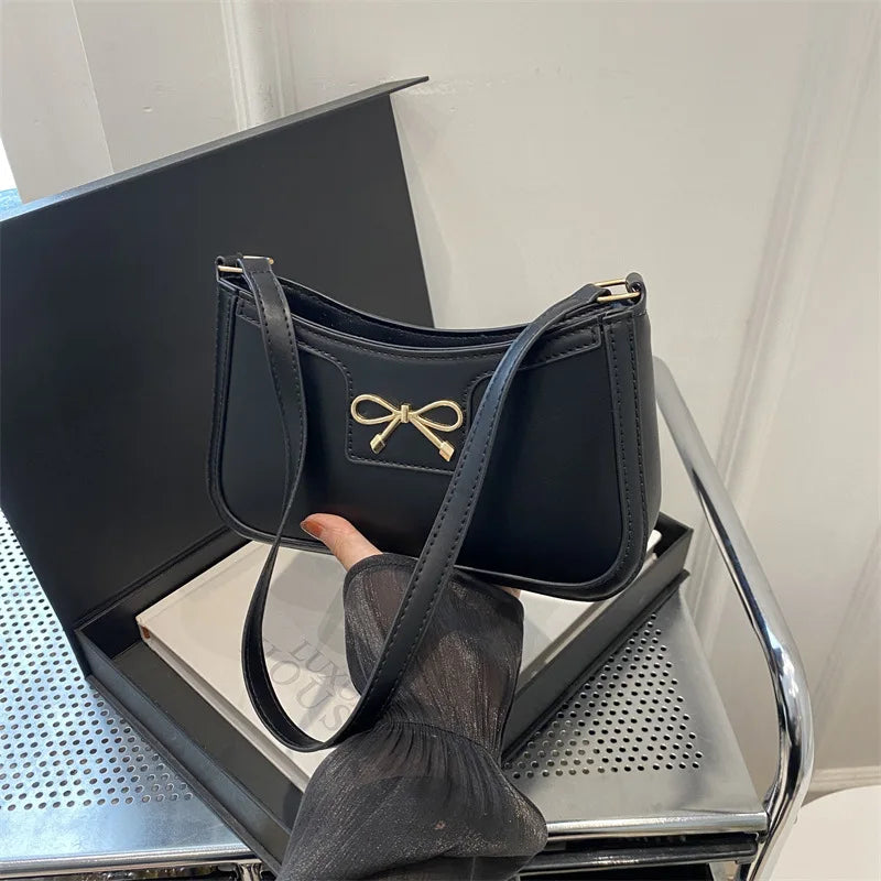Women Handbag, New Autumn/Winter Commuting Shoulder Under-Arm Bag, Korean Fashion Crossbody Bag with Bow Decoration