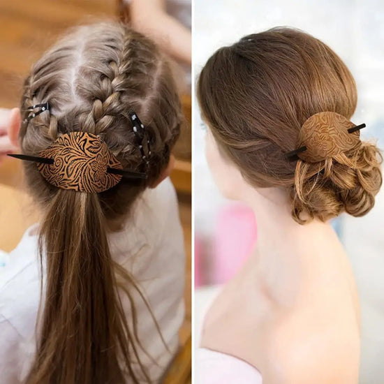 Hair Accessories Stick Hair Slide Leather Oval Shape Hair Tie Hair Sticks Hair Pins Hair Barrette