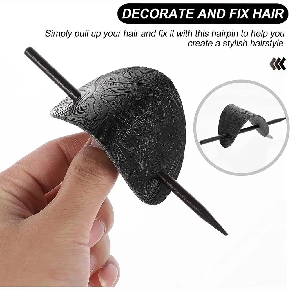 Hair Accessories Stick Hair Slide Leather Oval Shape Hair Tie Hair Sticks Hair Pins Hair Barrette