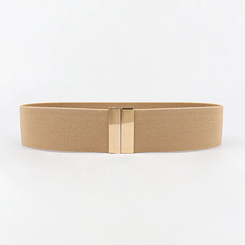 High Quality Belts for Women Black Waist Elastic Ladies Band Round Buckle Decoration Coat Sweater Fashion Dress Rice White