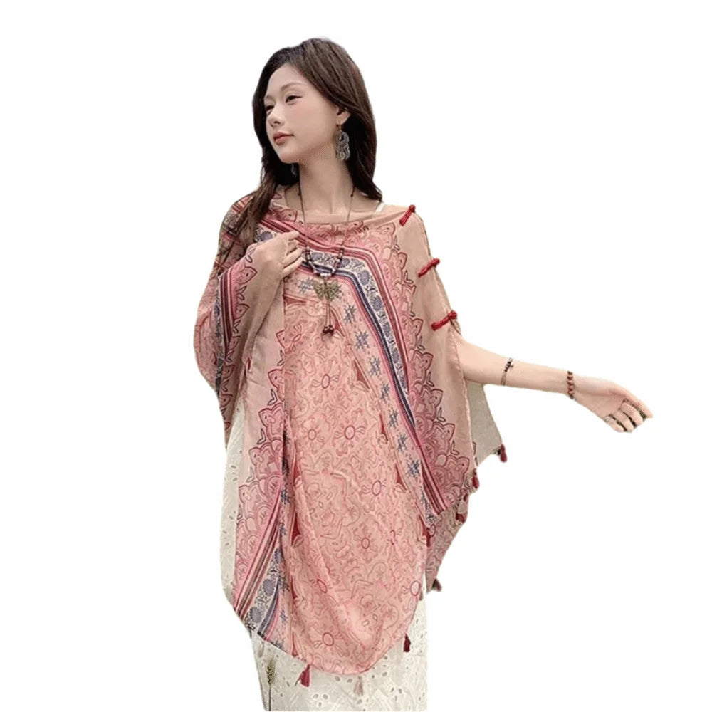 Fashion Multicolor Sunscreen Shawls Dual-Use Design Long Style Dual-Use Scarves Seaside Holiday Beachwear Long Scarves Seaside