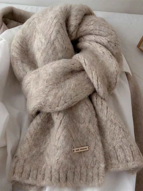 Women's Scarves Autumn Winter Thickened Warm Soft For Girl Comfortable New Sweet Simple Mink Fur Knitted Korean Versatile Scarfs
