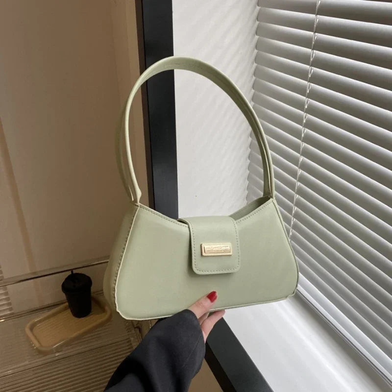 Underarm Bag Buckle Handbag and Purse Fashion Small Top-handle Bags Minimalist Shoulder Bag for Women Fashion Simple Solid Color