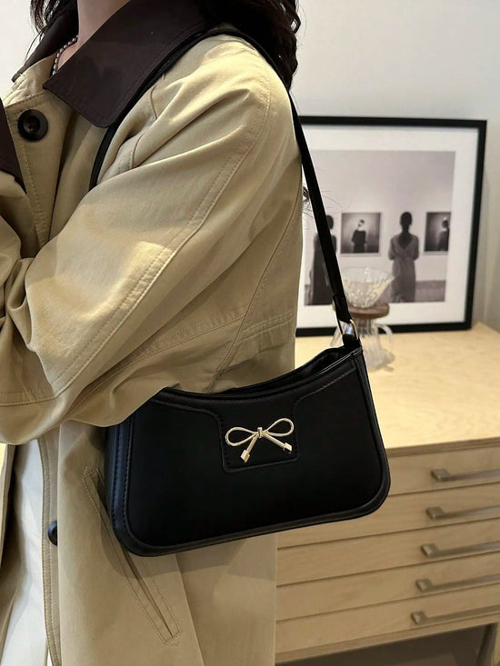 Women Handbag, New Autumn/Winter Commuting Shoulder Under-Arm Bag, Korean Fashion Crossbody Bag with Bow Decoration