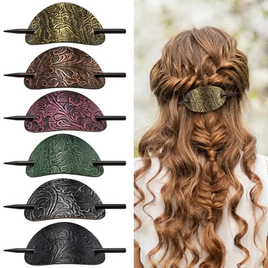 Hair Accessories Stick Hair Slide Leather Oval Shape Hair Tie Hair Sticks Hair Pins Hair Barrette