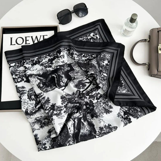 90*90cm Silk Scarves Women Print Foulard Square Head Hijab Ladies Luxury Brand Shawl Bandanna Female Muffler Outdoor Activities