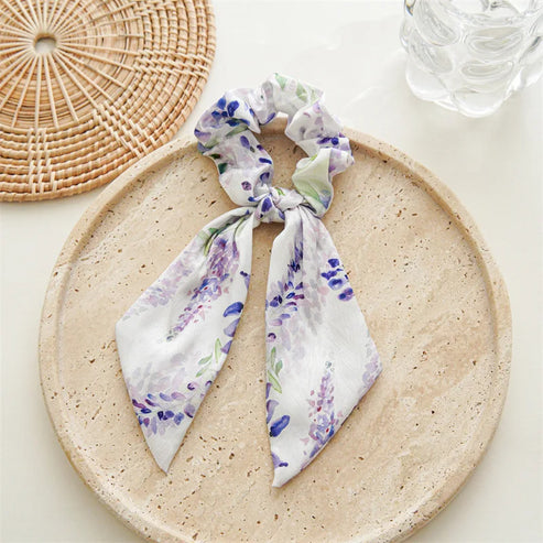 Women's Hair Accessories Girl Lady Elastic Headband Scrunchies With Ribbon Floral Design Trend Bandana Band Headbands Fashion