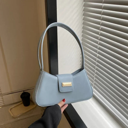 Underarm Bag Buckle Handbag and Purse Fashion Small Top-handle Bags Minimalist Shoulder Bag for Women Fashion Simple Solid Color