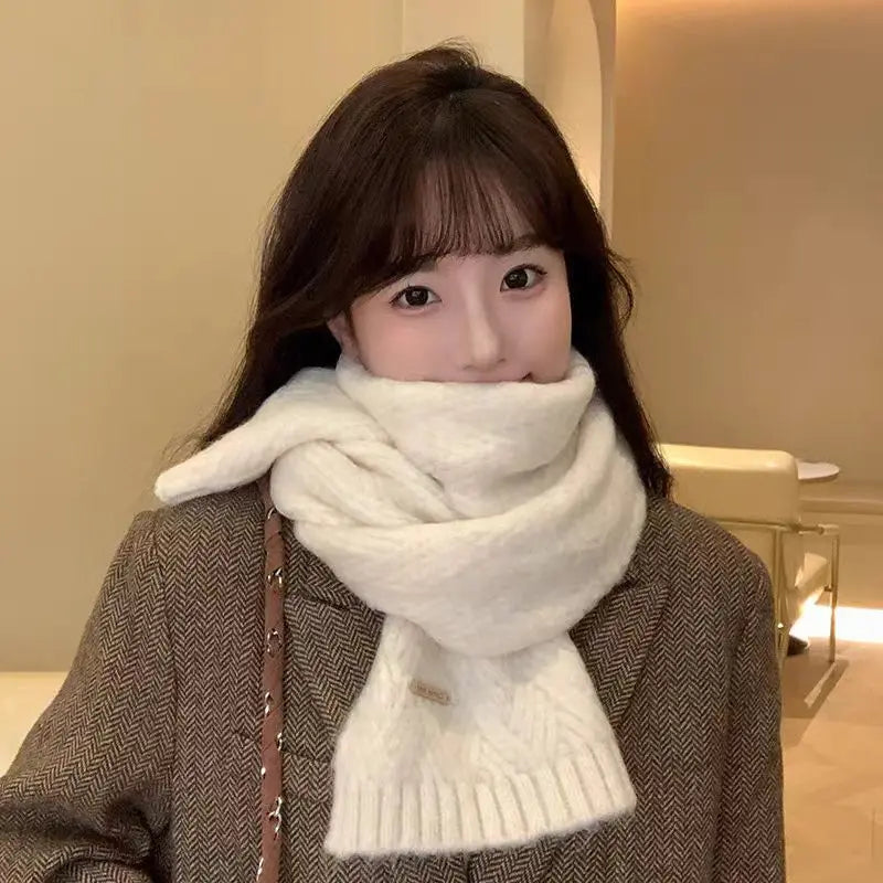 Women's Scarves Autumn Winter Thickened Warm Soft For Girl Comfortable New Sweet Simple Mink Fur Knitted Korean Versatile Scarfs