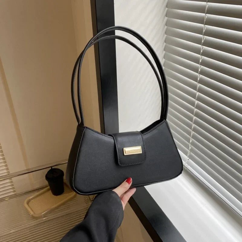 Underarm Bag Buckle Handbag and Purse Fashion Small Top-handle Bags Minimalist Shoulder Bag for Women Fashion Simple Solid Color
