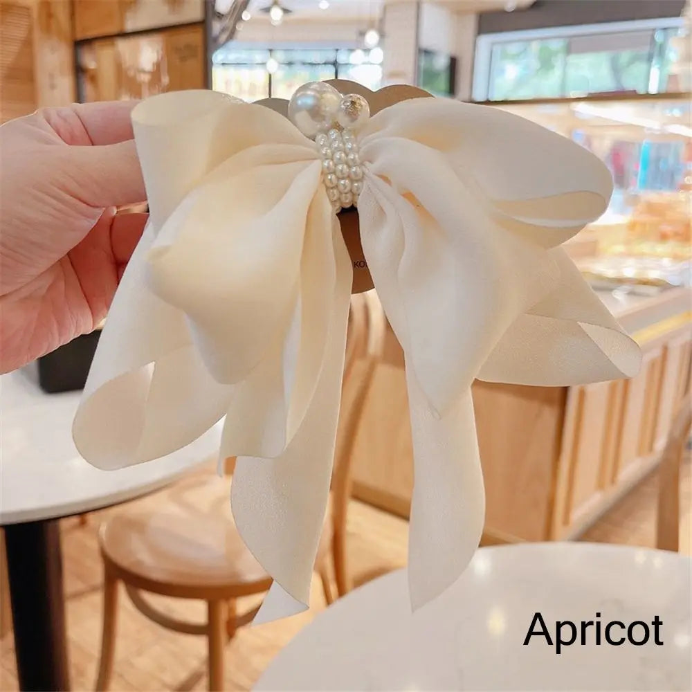 Fashion Girls Women Hair Accessories Headdress Big Bow Ponytail Clips Ribbon Bowknot
