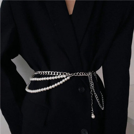 Elegant Multilayer Pearl Belt Versatile Waist Accessory Metal Long Tassel Waist Chain Dress Jeans Belts Boho Waistbands Women