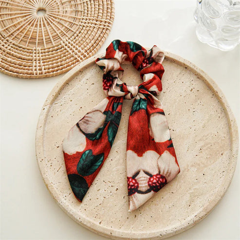 Women's Hair Accessories Girl Lady Elastic Headband Scrunchies With Ribbon Floral Design Trend Bandana Band Headbands Fashion