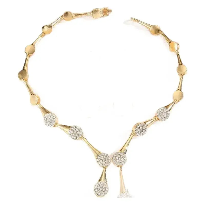 Wedding Necklace Earrings Exquisite Set Golden Quiet Elegant Bridal Banquet Jewelry Gifts For Women Bride