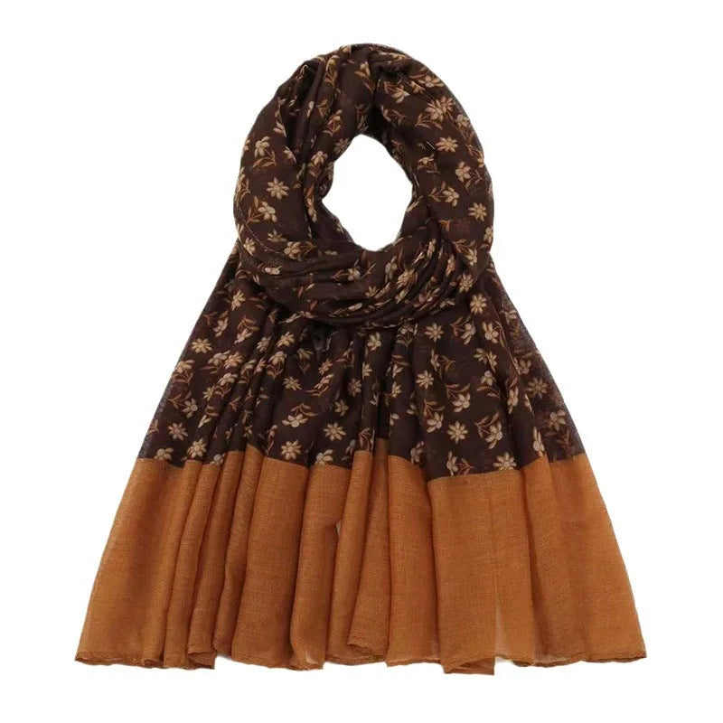 Women's Scarves Korean Floral Artistic Simple Fashionable Versatile Gentle Scarves High-quality Luxury Brand Silk Scarf For Girl