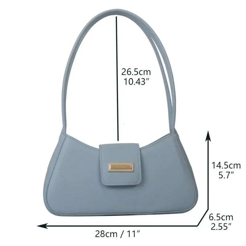 Underarm Bag Buckle Handbag and Purse Fashion Small Top-handle Bags Minimalist Shoulder Bag for Women Fashion Simple Solid Color