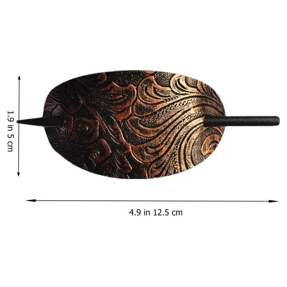 Hair Accessories Stick Hair Slide Leather Oval Shape Hair Tie Hair Sticks Hair Pins Hair Barrette