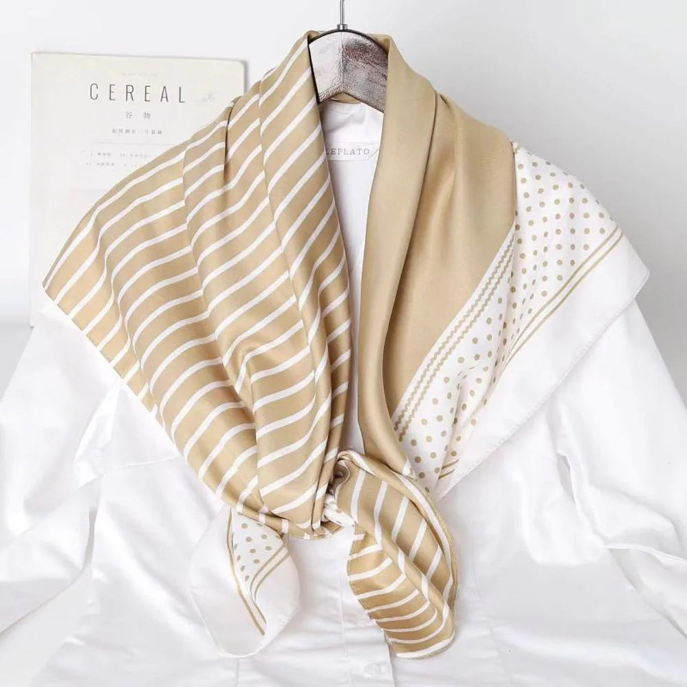 90*90cm Silk Scarves Women Print Foulard Square Head Hijab Ladies Luxury Brand Shawl Bandanna Female Muffler Outdoor Activities