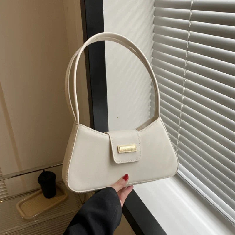 Underarm Bag Buckle Handbag and Purse Fashion Small Top-handle Bags Minimalist Shoulder Bag for Women Fashion Simple Solid Color