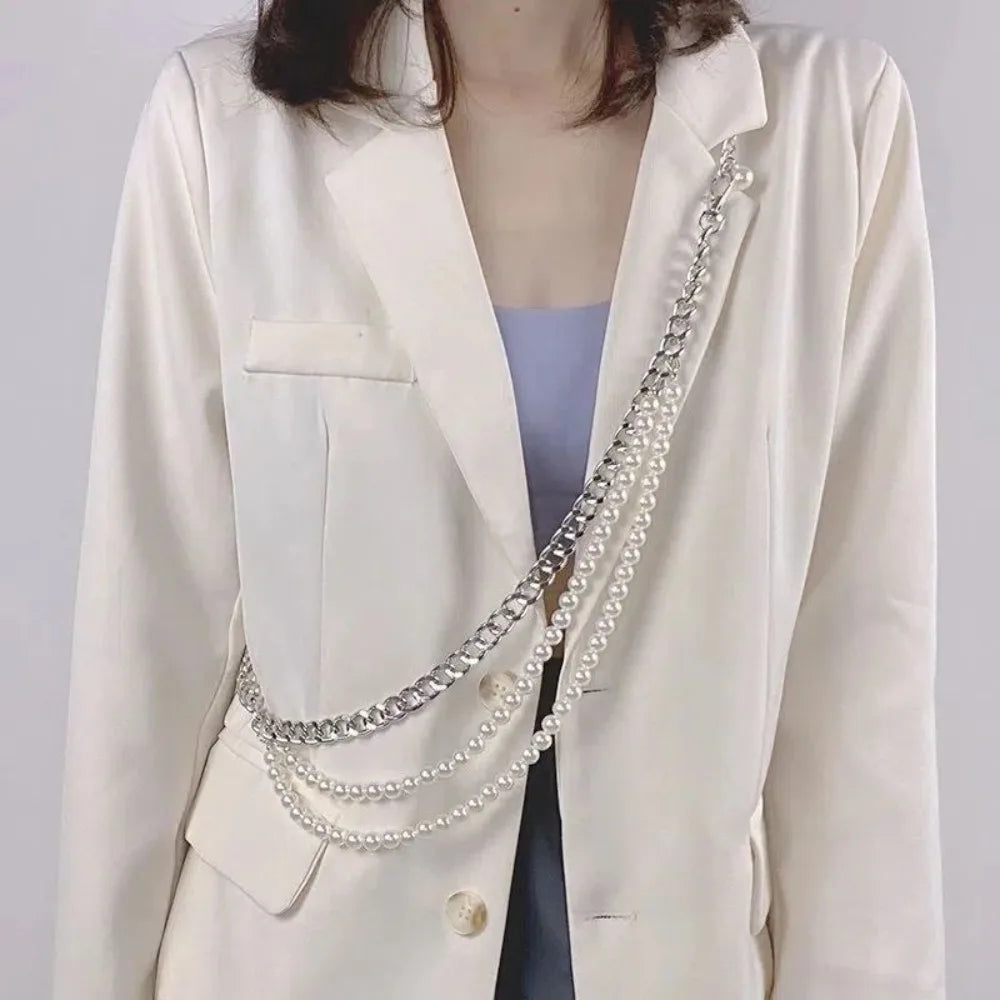 Elegant Multilayer Pearl Belt Versatile Waist Accessory Metal Long Tassel Waist Chain Dress Jeans Belts Boho Waistbands Women