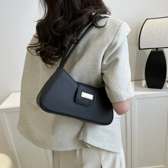 Underarm Bag Buckle Handbag and Purse Fashion Small Top-handle Bags Minimalist Shoulder Bag for Women Fashion Simple Solid Color