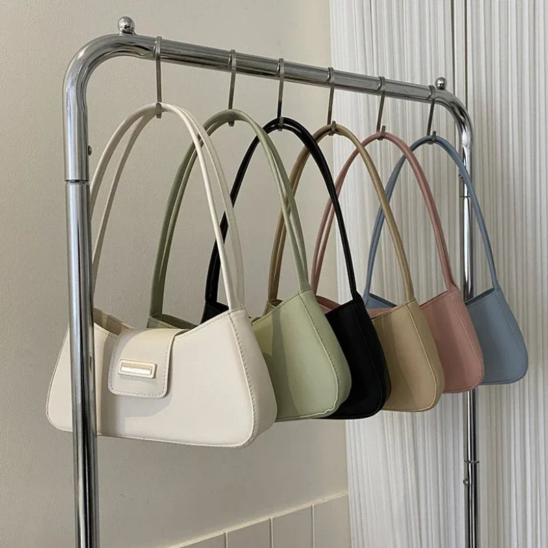Underarm Bag Buckle Handbag and Purse Fashion Small Top-handle Bags Minimalist Shoulder Bag for Women Fashion Simple Solid Color
