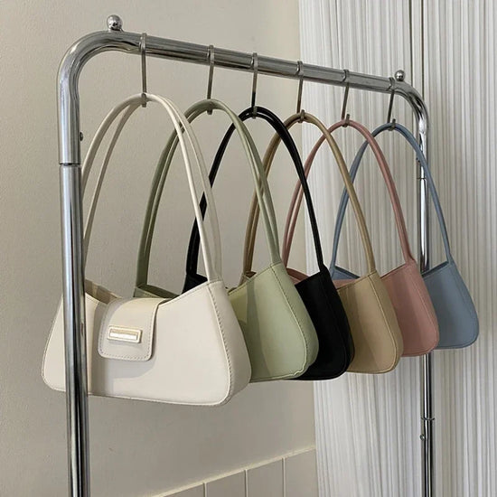 Underarm Bag Buckle Handbag and Purse Fashion Small Top-handle Bags Minimalist Shoulder Bag for Women Fashion Simple Solid Color