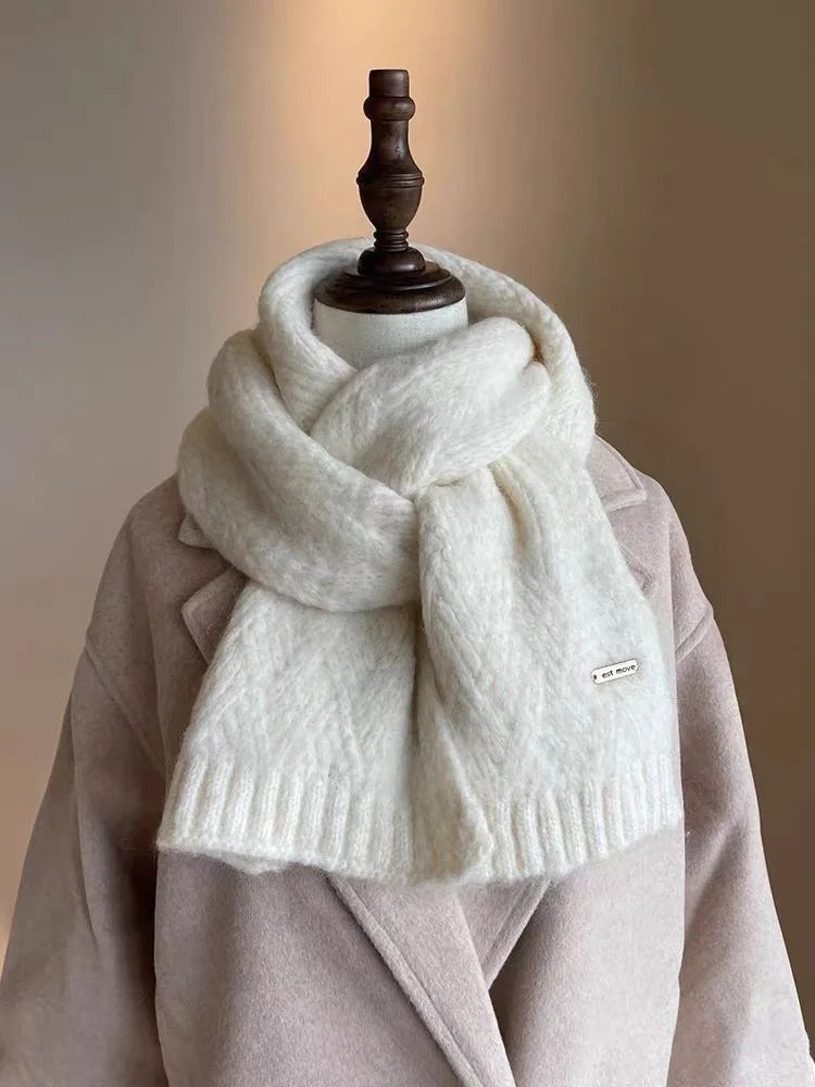 Women's Scarves Autumn Winter Thickened Warm Soft For Girl Comfortable New Sweet Simple Mink Fur Knitted Korean Versatile Scarfs