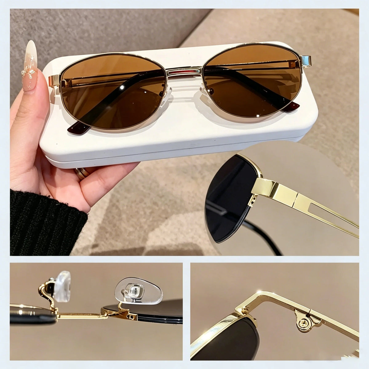 Glasses for Woman, Man Sunglasses – Oval Metal Frame UV400 Sunglasses, Fashionable Outdoor Sun Glasses