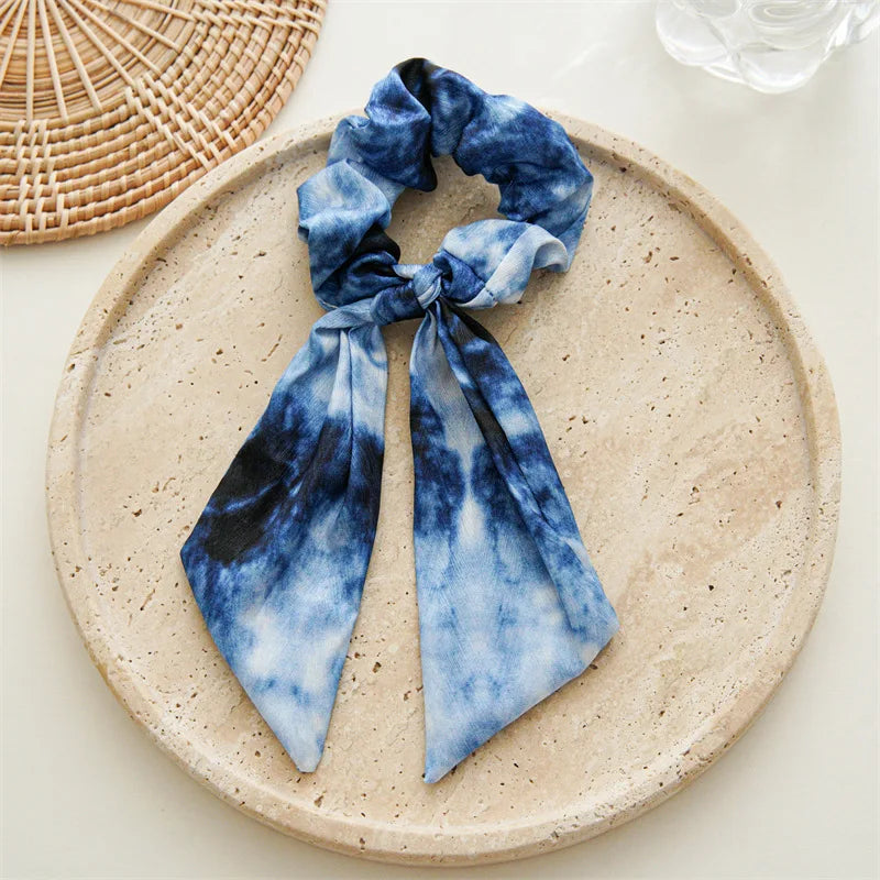Women's Hair Accessories Girl Lady Elastic Headband Scrunchies With Ribbon Floral Design Trend Bandana Band Headbands Fashion
