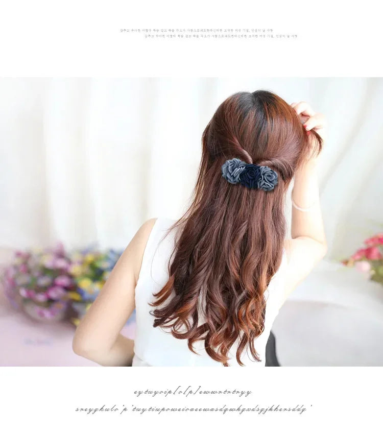 Hair Accessories Korean Tiara Ladies There Flower Hairclips Top Spring Cross Clip Head Jewelry Women Bridal Wedding Headpieces