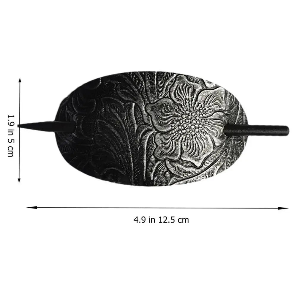 Hair Accessories Stick Hair Slide Leather Oval Shape Hair Tie Hair Sticks Hair Pins Hair Barrette