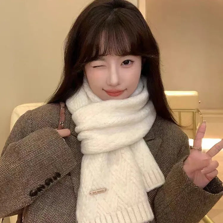 Women's Scarves Autumn Winter Thickened Warm Soft For Girl Comfortable New Sweet Simple Mink Fur Knitted Korean Versatile Scarfs