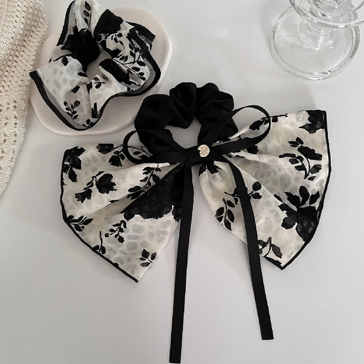 1PC Hair Accessories, New, Elegant, Flower, Flutter, Ribbon, Bow, Vintage, Large Intestine Hair Loop, Premium, Headpiece, Headba